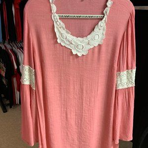 Coral Crepe Blouse